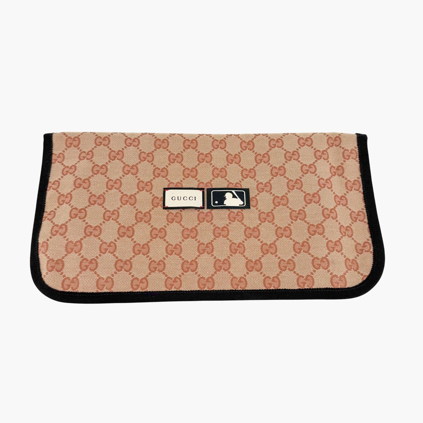 Gucci GG Yankees Mule Slippers in Beige Monogram Canvas Size 36