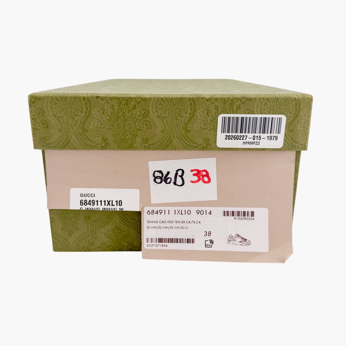 Gucci GG Embossed Platform Sneakers White Pink Size 38