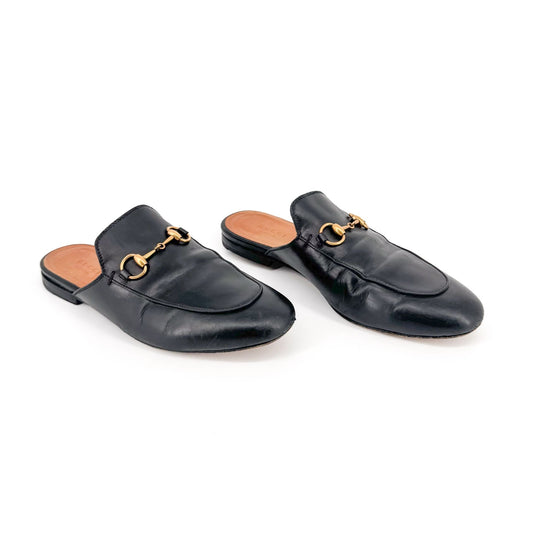 Gucci Princetown Horsebit Mules Black Leather – Size 37