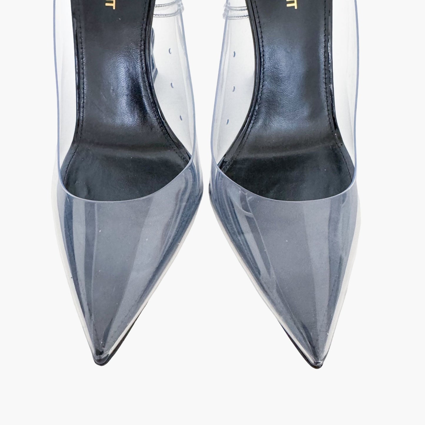 Saint Laurent Opyum 110 YSL Pump in Transparent PVC & Black Patent Leather Size 39.5