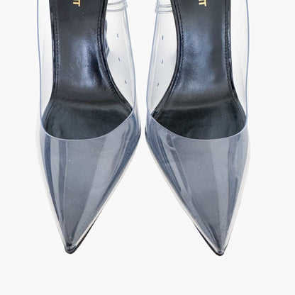 Saint Laurent Opyum 110 YSL Pump in Transparent PVC & Black Patent Leather Size 39.5