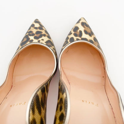 Christian Louboutin Hot Chick 100 in Gold Calf Coins Leopard Size 39.5