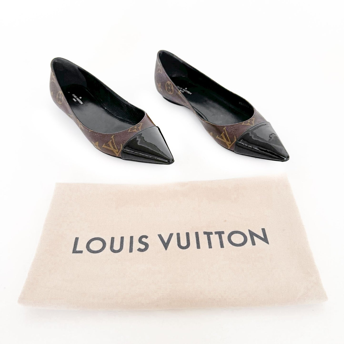 Louis Vuitton Fetish Cap Toe Ballet Flats in Brown Monogram Canvas Size 37.5