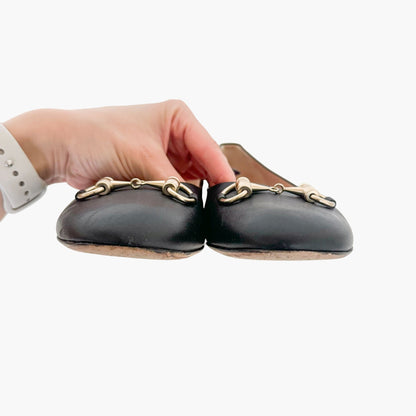 Gucci Horsebit Ballet Flat in Black Leather Size 40.5