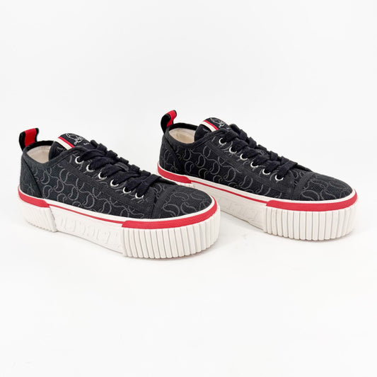 Christian Louboutin Super Pedro Sneakers in Black Canvas Size 39