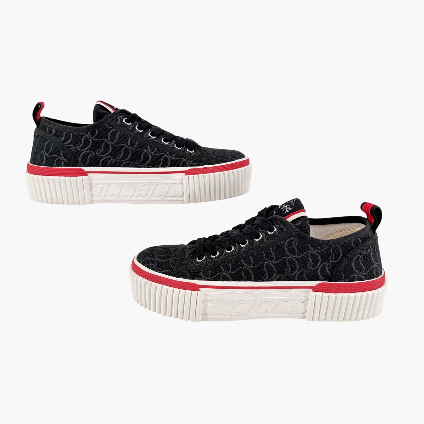 Christian Louboutin Super Pedro Sneakers in Black Canvas Size 39