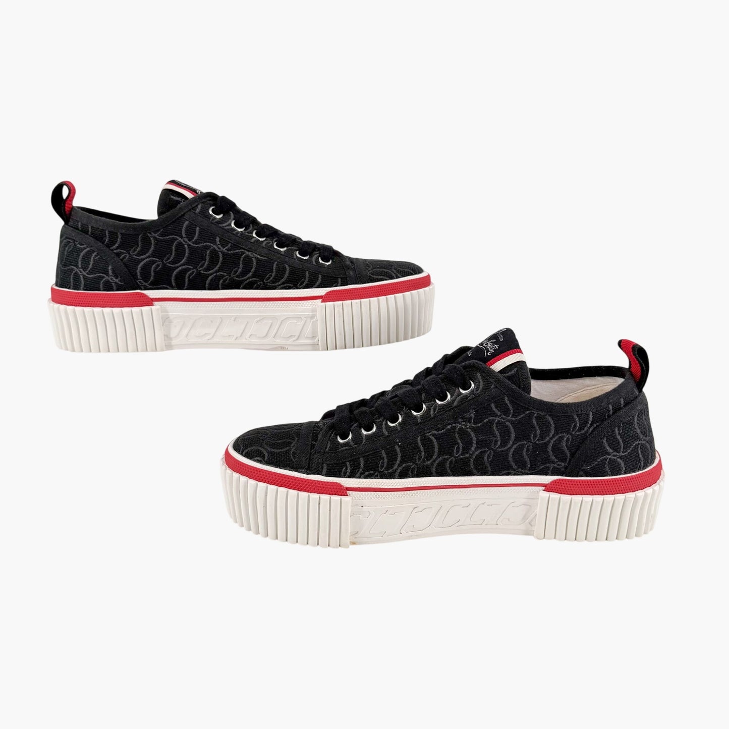 Christian Louboutin Super Pedro Sneakers in Black Canvas Size 39