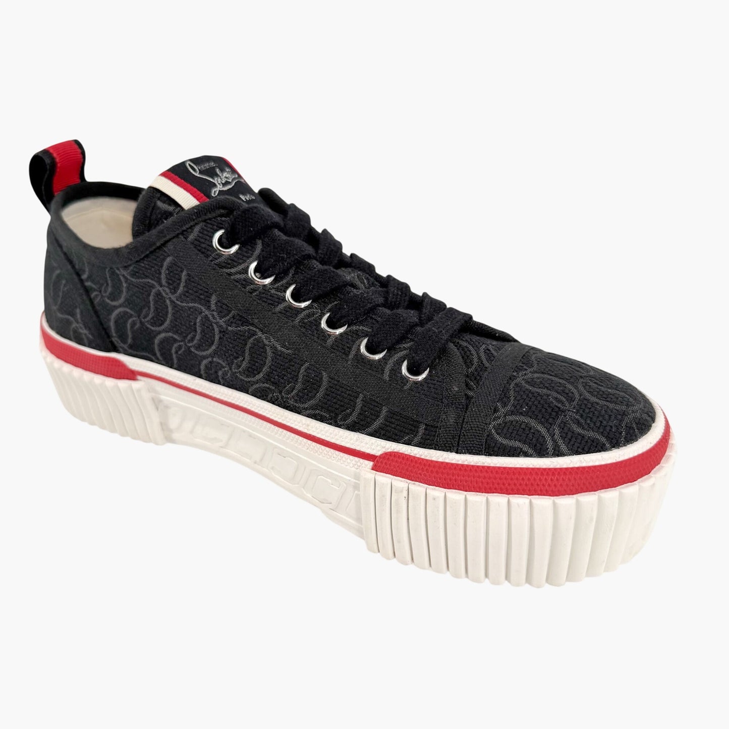 Christian Louboutin Super Pedro Sneakers in Black Canvas Size 39