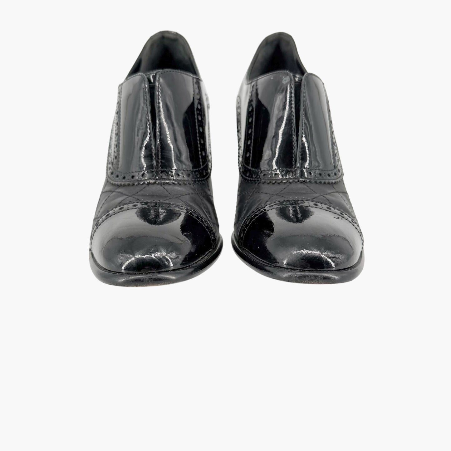 Chanel Quilted Brogue Ankle Booties Black Size 40