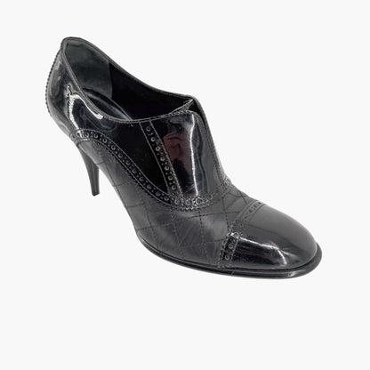 Chanel Quilted Brogue Ankle Booties Black Size 40