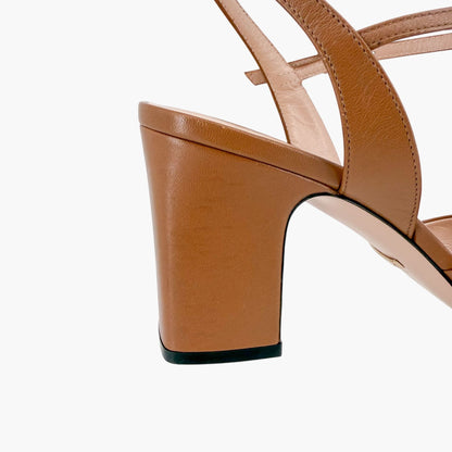 Gucci Lady Horsebit Block Heel Sandals in Brown Leather Size 38.5