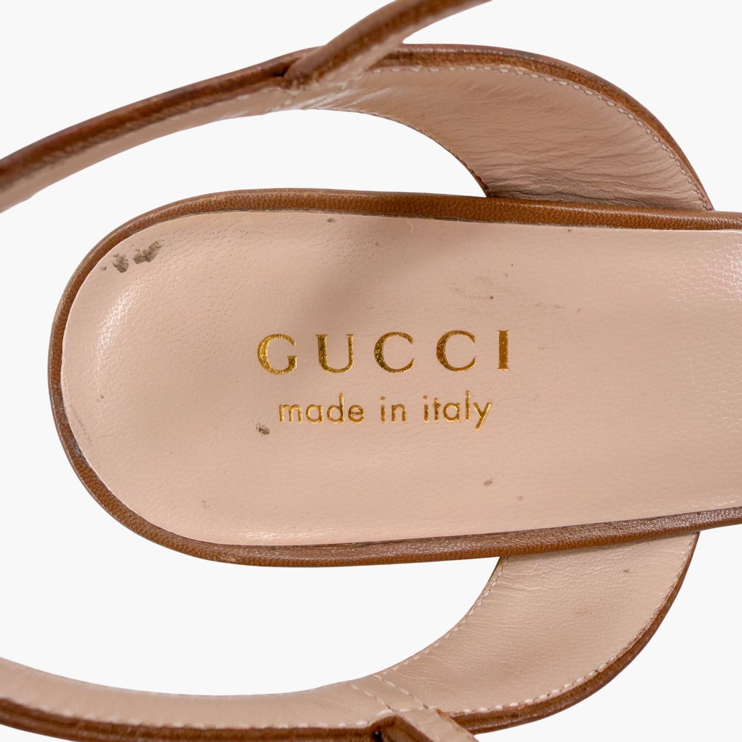 Gucci Lady Horsebit Block Heel Sandals in Brown Leather Size 38.5