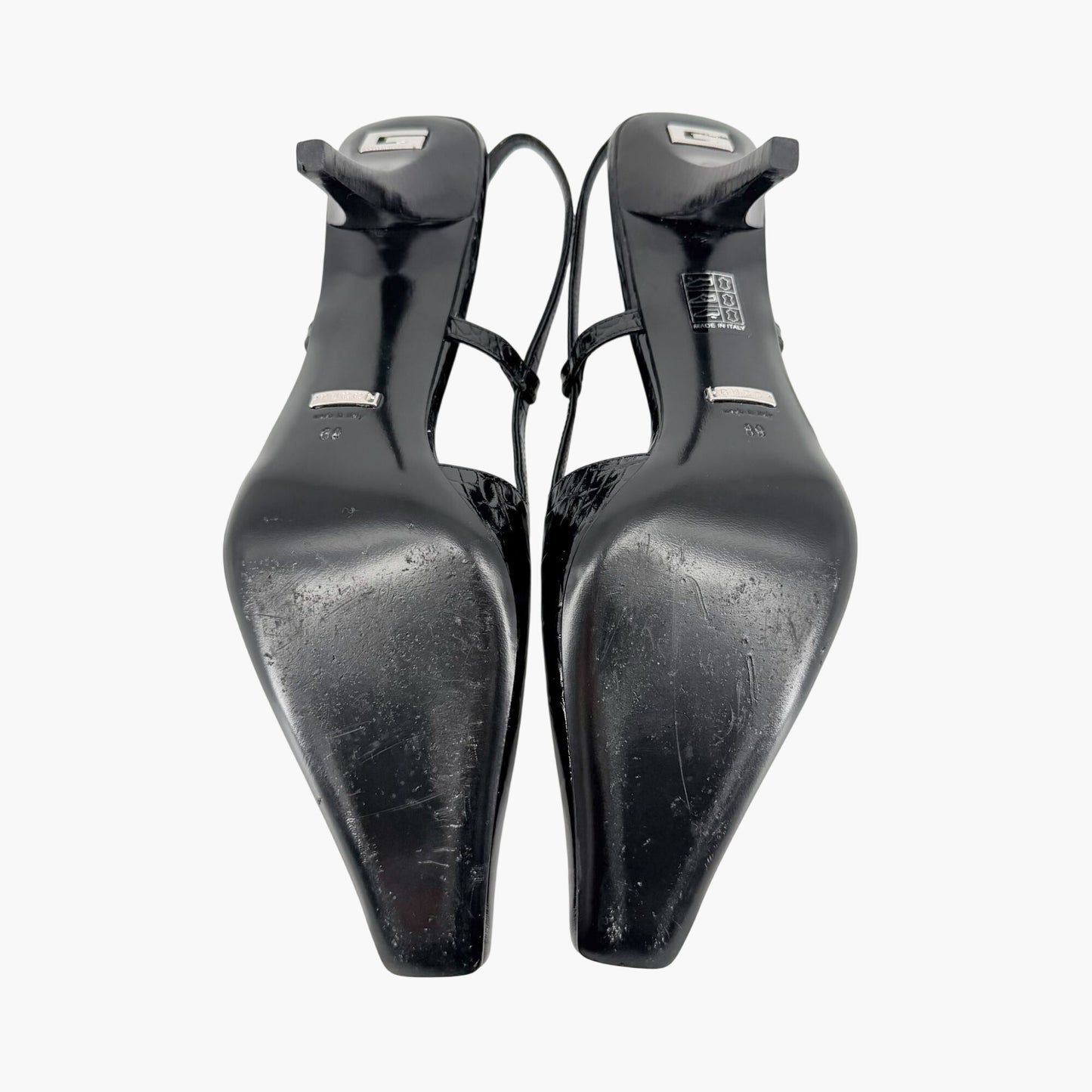 Gucci Crocodile Embossed Slingback Pumps in Black Leather Size 39