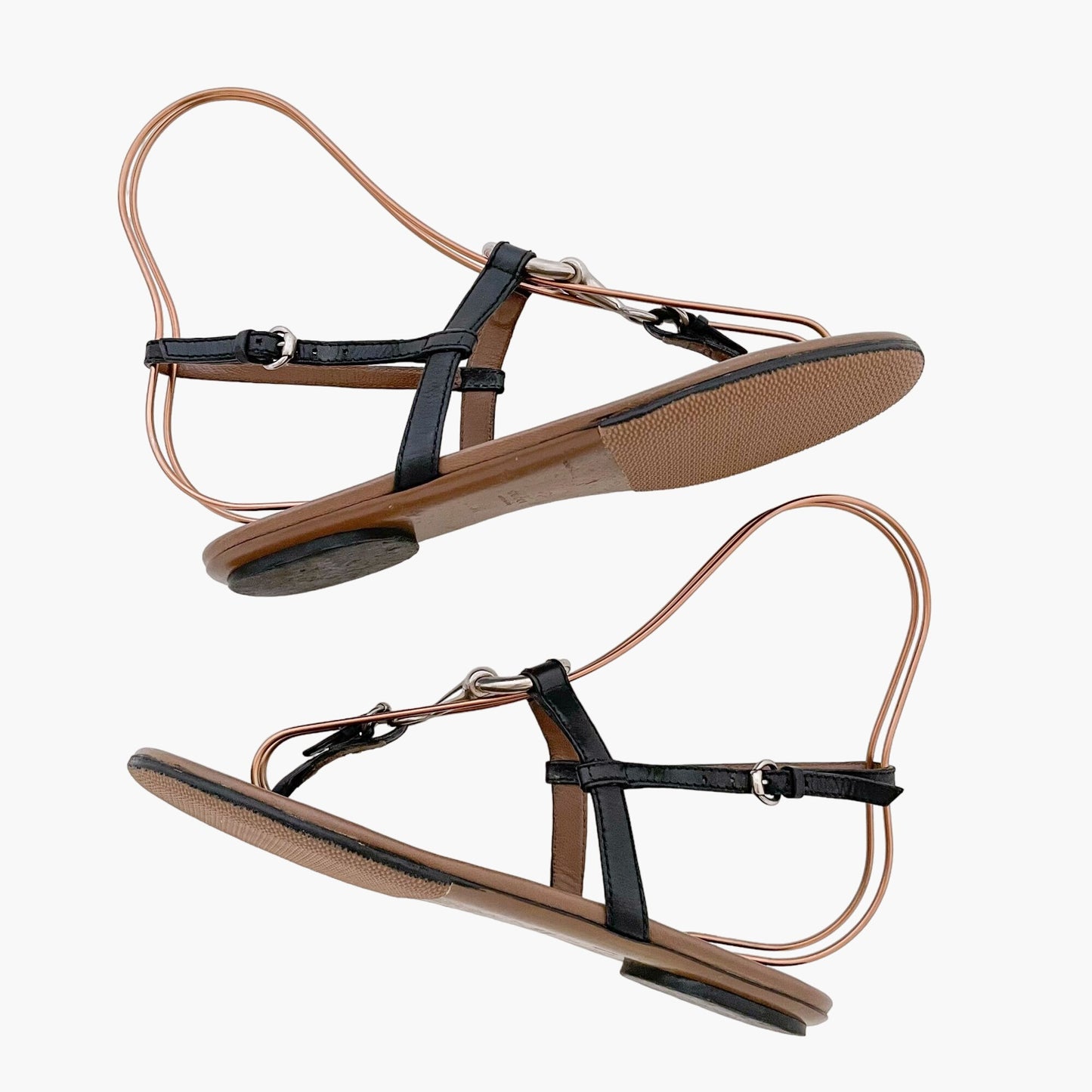 Gucci Horsebit T-Strap Sandals in Black/Brown Size 36