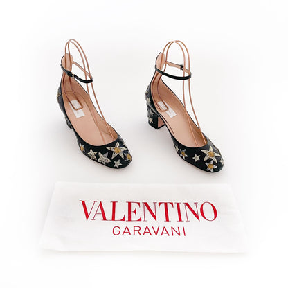 Valentino Garavani Tango Star-Embellished Leather Pumps in Black Size 36.5