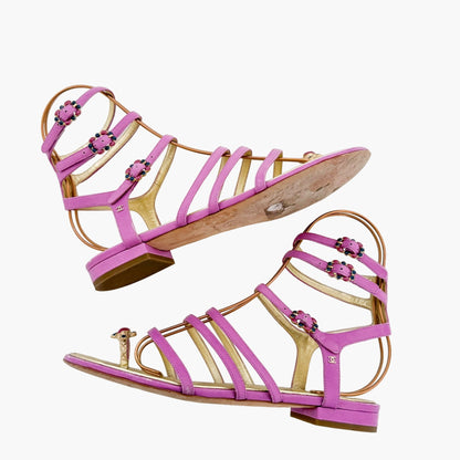 Chanel Toe Ring Gladiator Sandals in Purple Size 39