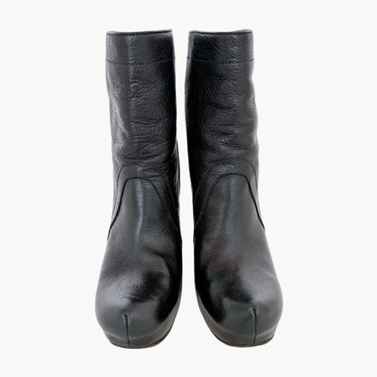 Rick Owens Hidden Wedge Ankle Boots in Black Leather Size 37