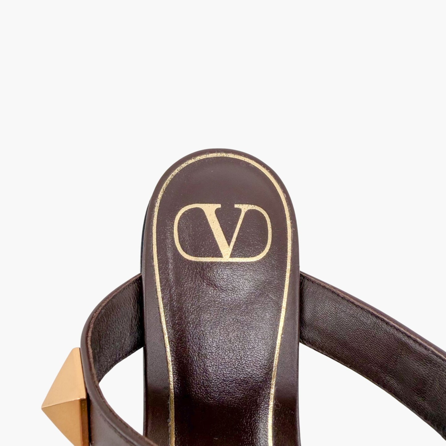 Valentino Garavani Roman Stud T Strap Sandals Brown Size 38