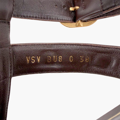 Valentino Garavani Roman Stud T Strap Sandals Brown Size 38