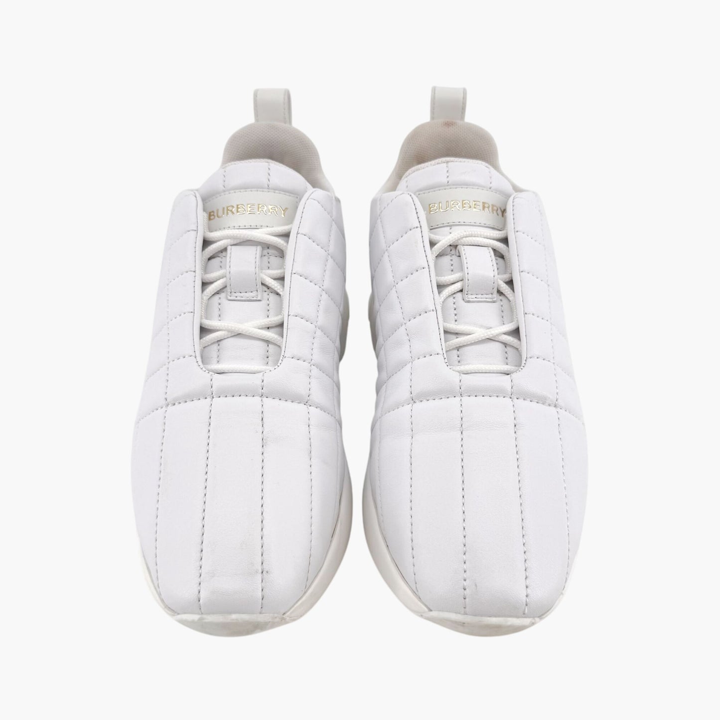 Burberry Quilted Sneakers in White Leather Size 39