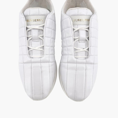 Burberry Quilted Sneakers in White Leather Size 39