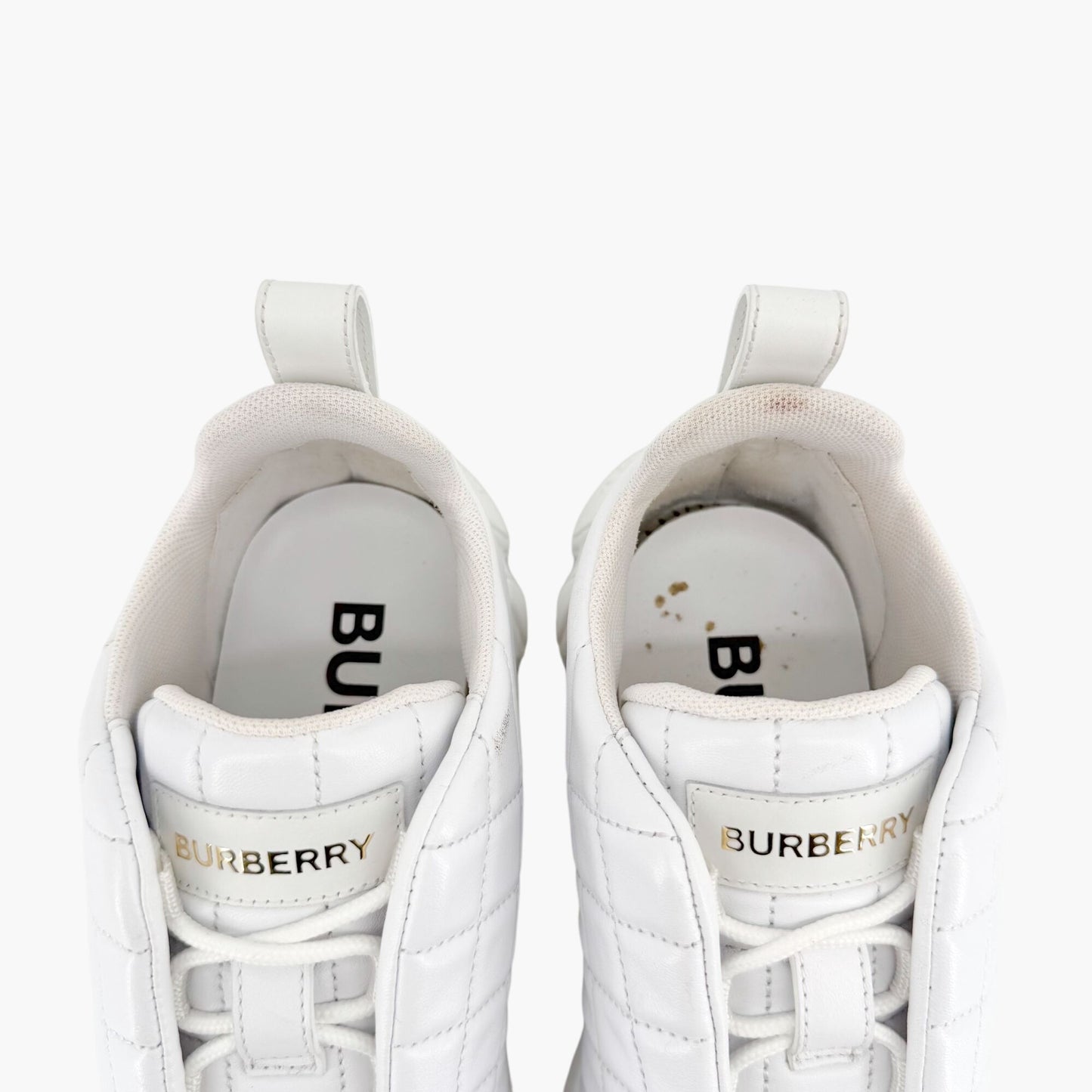 Burberry Quilted Sneakers in White Leather Size 39