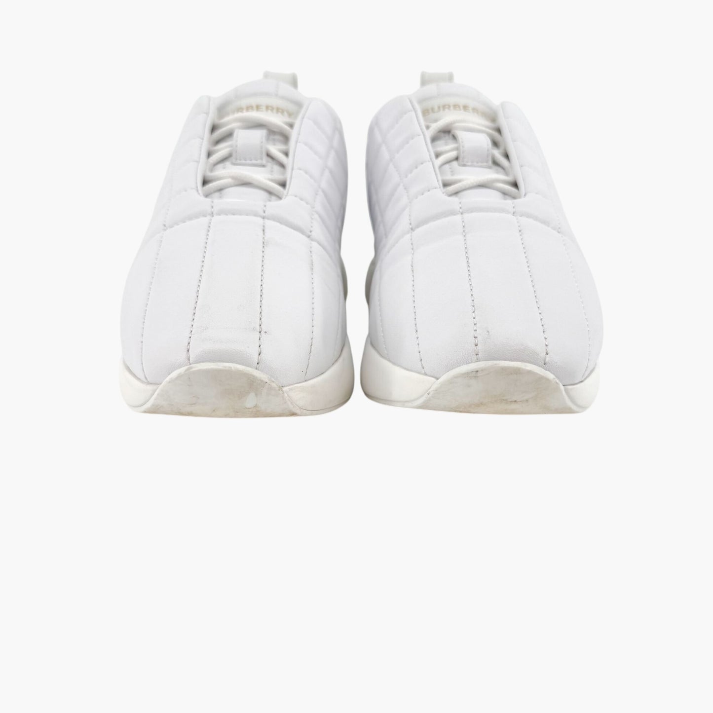 Burberry Quilted Sneakers in White Leather Size 39