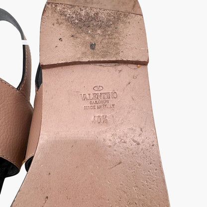 Valentino Garavani Vlogo T-Strap Flat Sandals in Beige Leather – Size 40.5