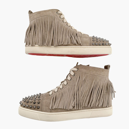 Christian Louboutin Coachelita Spikes Flat Sneakers in Beige Suede Size 39