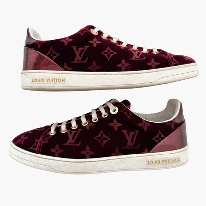 Louis Vuitton Frontrow Sneakers in Red Velvet Monogram Size 39