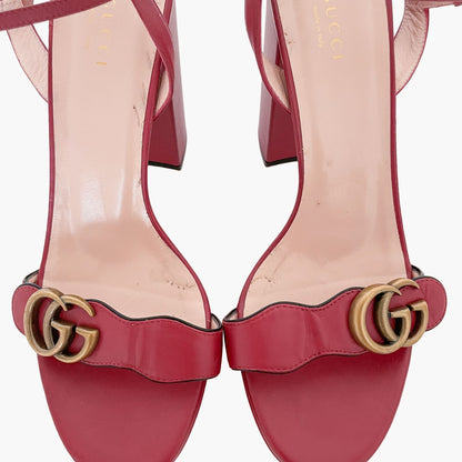 Gucci GG Marmont Platform Sandals in Red Leather Size 40.5