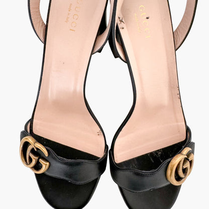 Gucci Marmont GG Platform Sandals in Black Leather Size 39