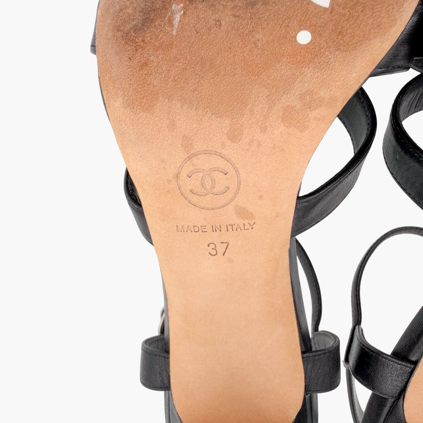 Chanel Crystal CC Strappy Sandals Black Size 37