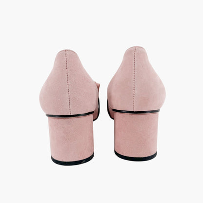 Gucci GG Marmont Fringe Loafer Pumps in Pink Suede Size 39