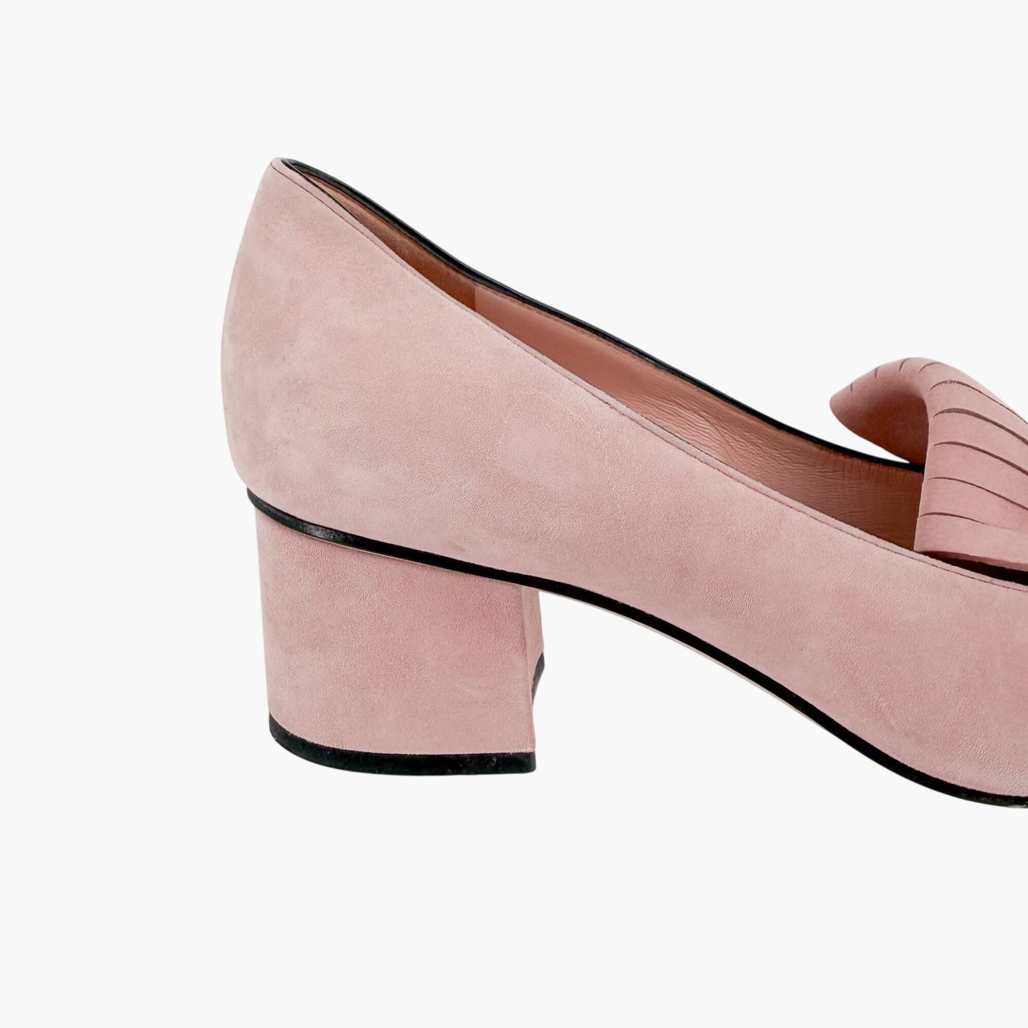 Gucci GG Marmont Fringe Loafer Pumps in Pink Suede Size 39