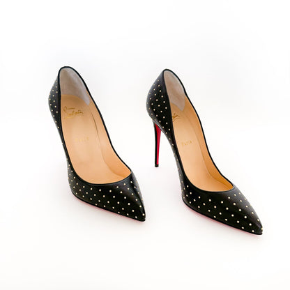 Christian Louboutin Pigalle Follies Plume 100 in Black Nappa Size 38.5