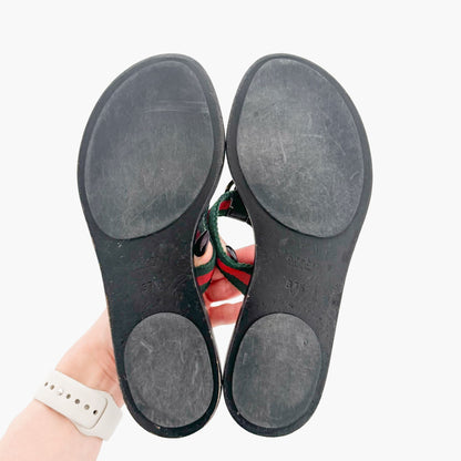 Gucci GG Web Stripe Thong Sandals in Black Size 37.5