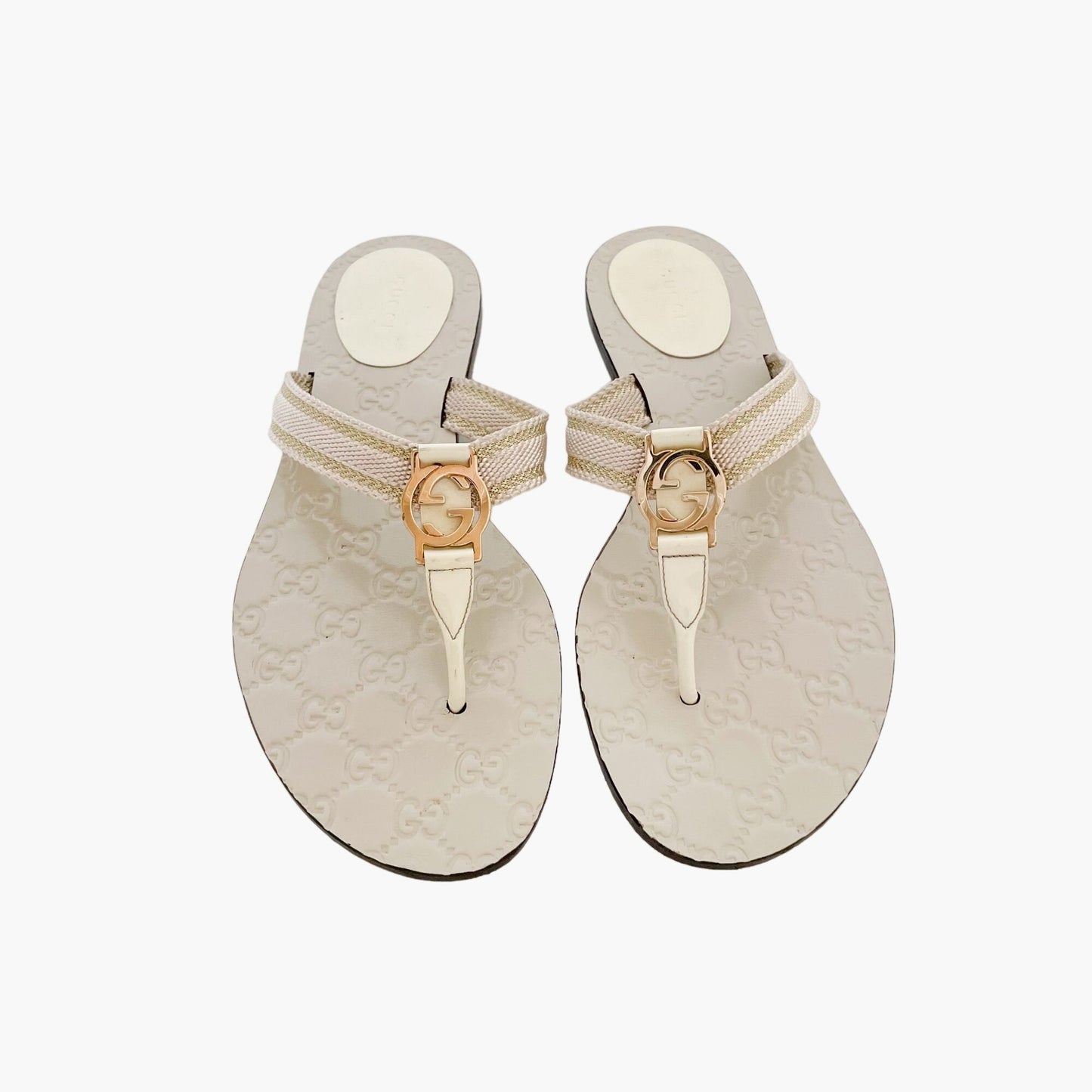 Gucci GG Thong Sandals in Ivory Size 41