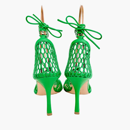 Bottega Veneta Stretch Lace-Up Sandals in Green Size 38