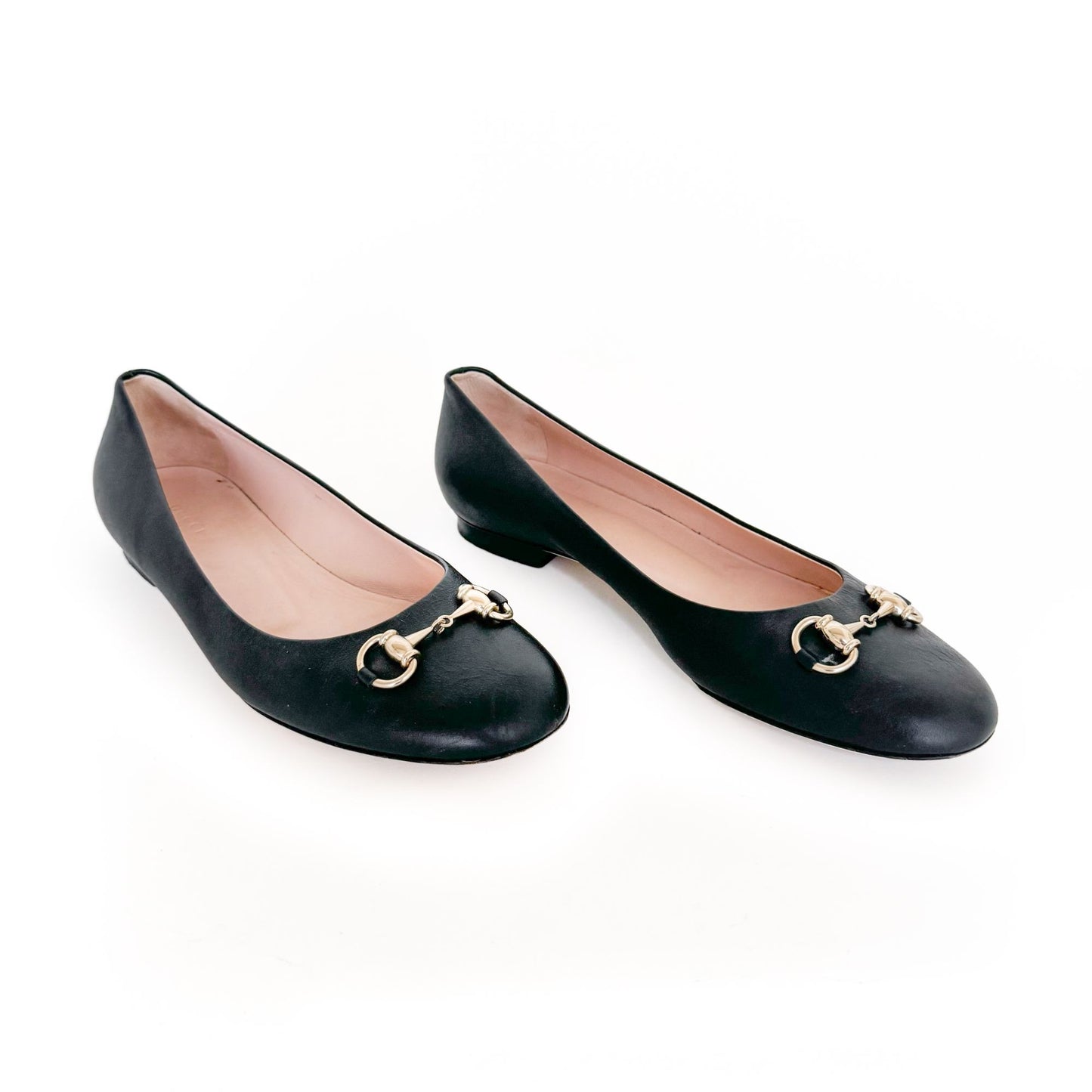 Gucci Horsebit Ballet Flat in Black Leather Size 40.5