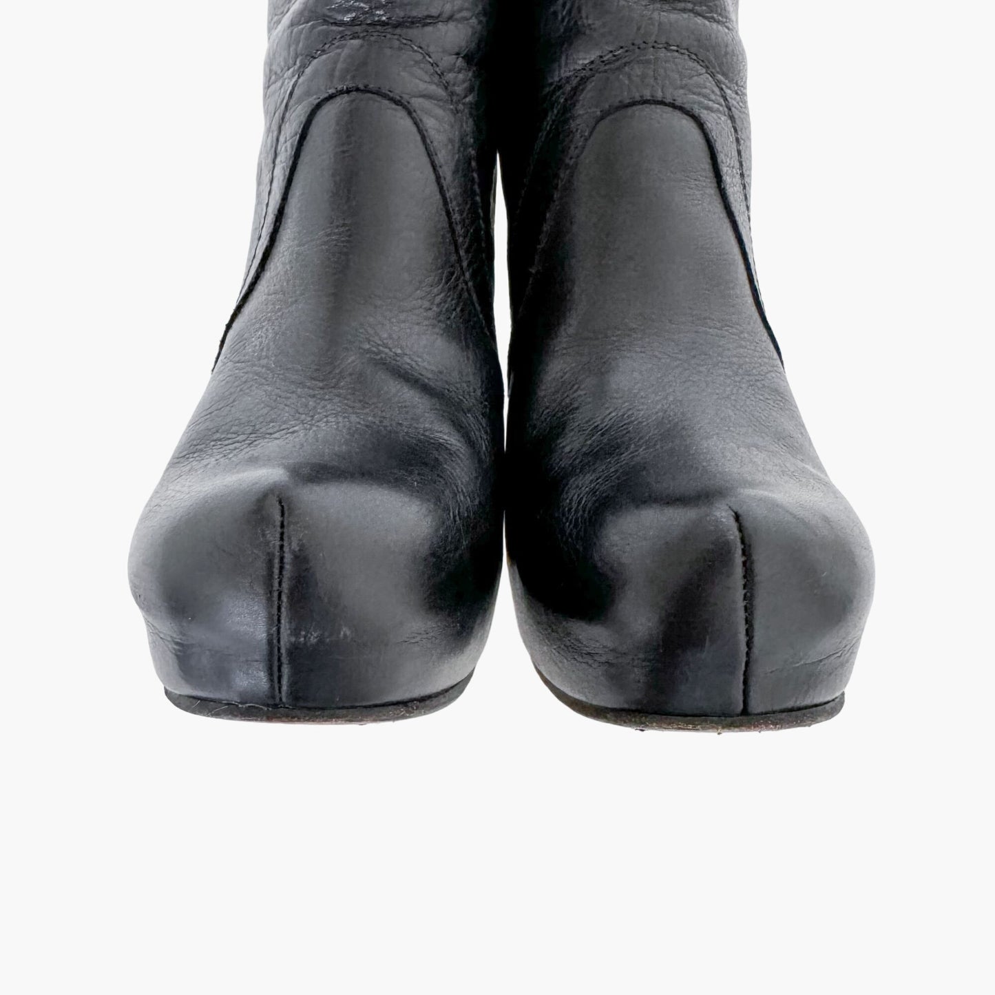 Rick Owens Hidden Wedge Ankle Boots in Black Leather Size 37