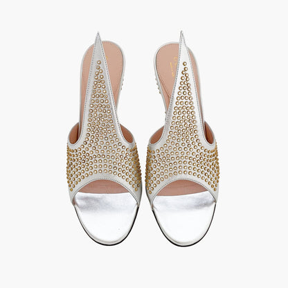 Gucci Fedra Crystal-Embellished Mules in Argento (Metallic Silver) Size 36.5