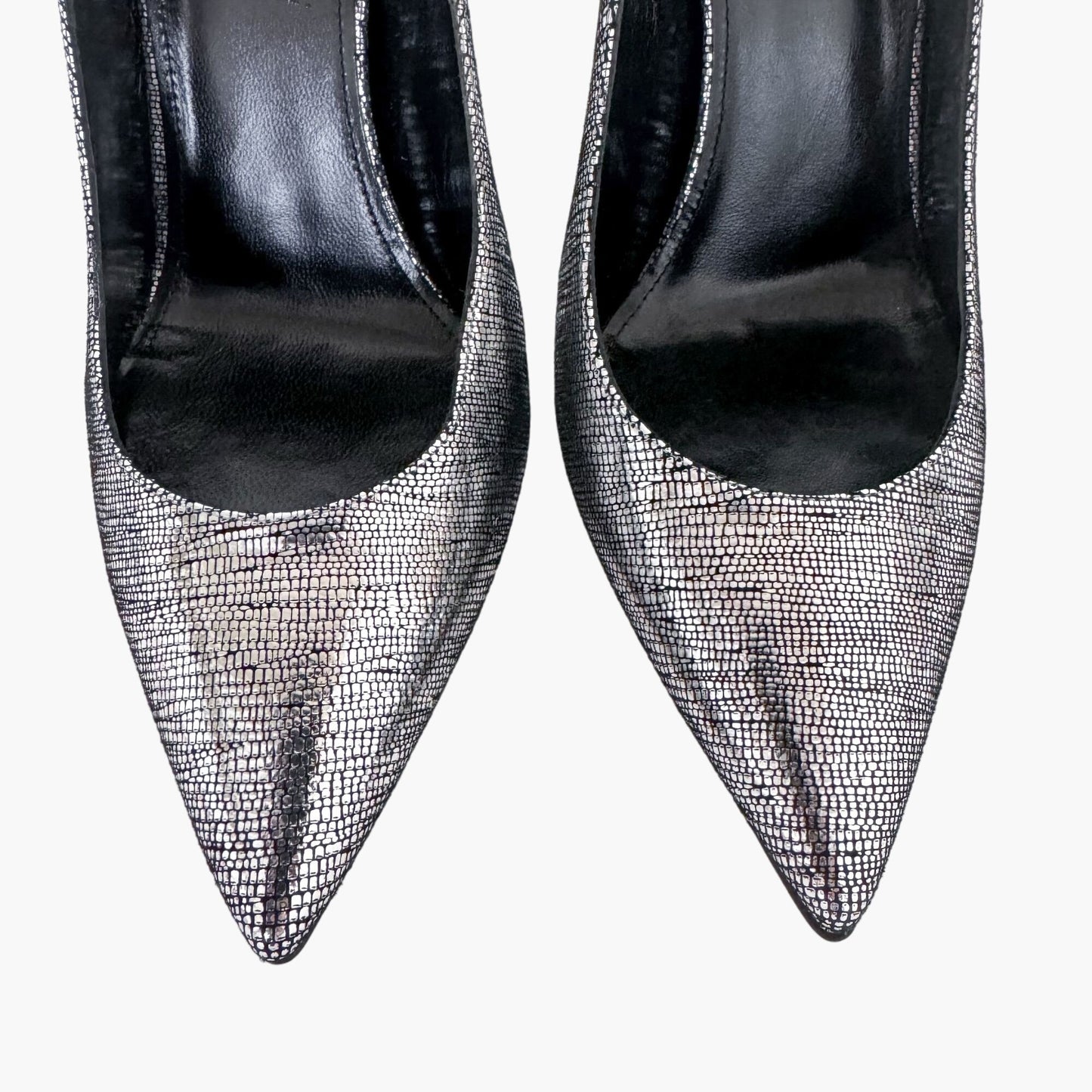 Saint Larent Opyum 110 YSL Heel Pumps in Metallic Silver Size 41