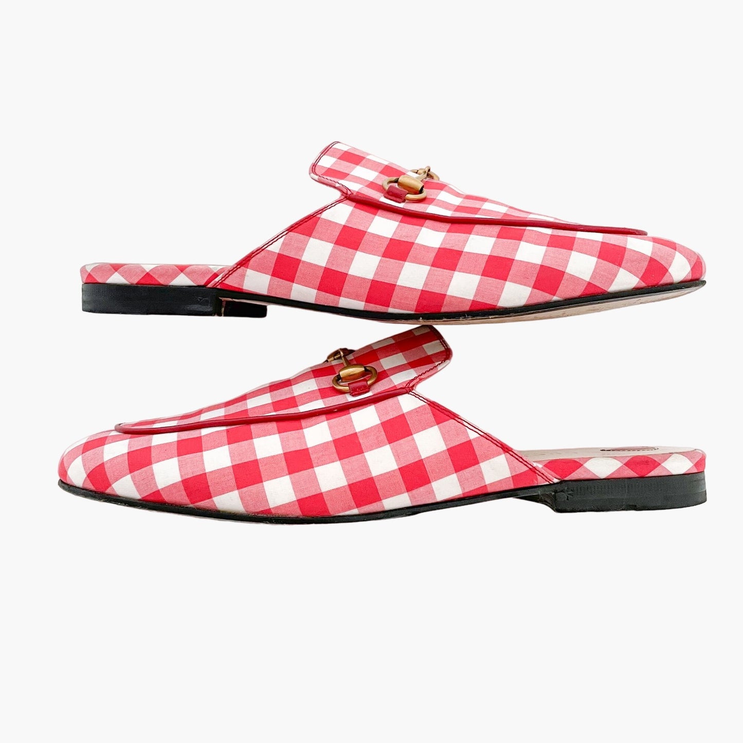 Gucci Princetown Slipper in Red & White Gingham Size 39.5