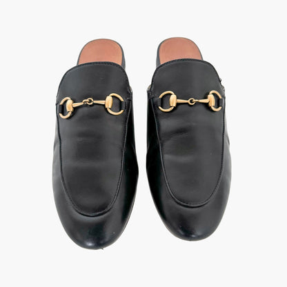 Gucci Princetown Horsebit Mule in Black Leather Size 37