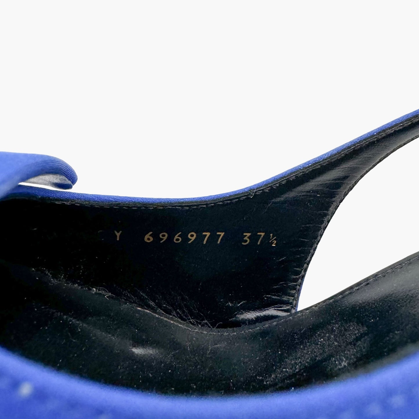 Saint Laurent Maxine Slingback Pumps in Blue Crepe De Chine Size 37.5