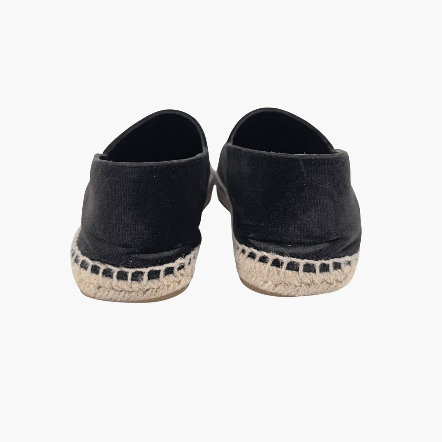 Chanel Logo Espadrilles in Black Velvet Size 37