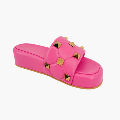 Valentino Garavani Roman Stud Platform Slide Sandals Pink Size 39