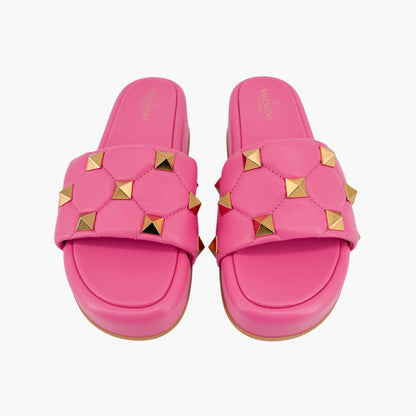 Valentino Garavani Roman Stud Platform Slide Sandals Pink Size 39