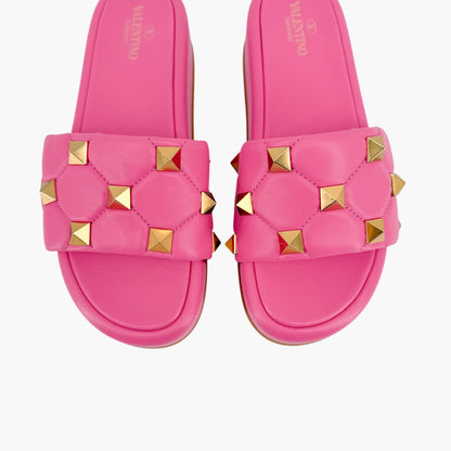 Valentino Garavani Roman Stud Platform Slide Sandals Pink Size 39